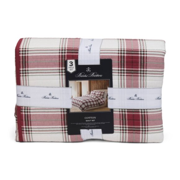 Brooks Brothers Other - BROOKS BROTHERS Red and White 3pc Luella Plaid Quilt Set